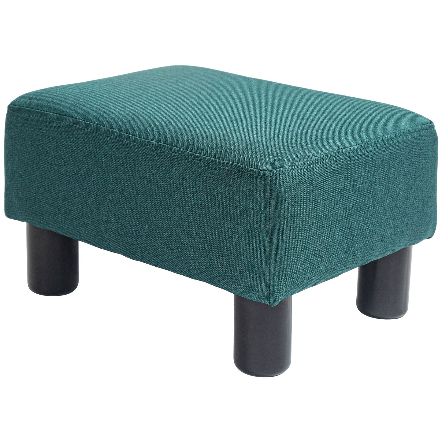 HOMCOM Ottoman Foot Rest, Small Foot Stool with Linen Fabric Upholstery and Plastic Legs, Cube Ottoman for Living Room, Green