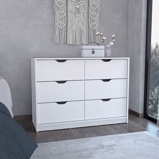 Basilea 4 Drawers Dresser, 2 Cabinets -White