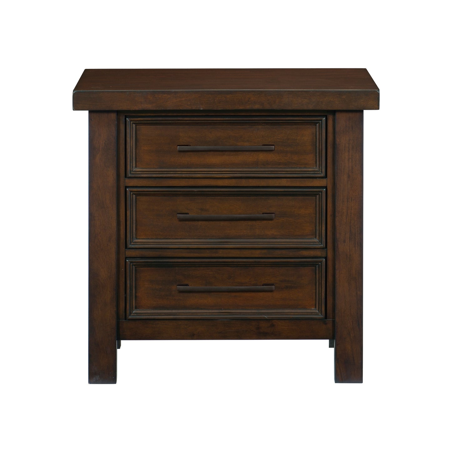Classic Brown Finish 1pc Nightstand of 3x Drawers Mango Veneer Wood Transitional Bedroom Furniture
