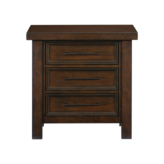 Classic Brown Finish 1pc Nightstand of 3x Drawers Mango Veneer Wood Transitional Bedroom Furniture