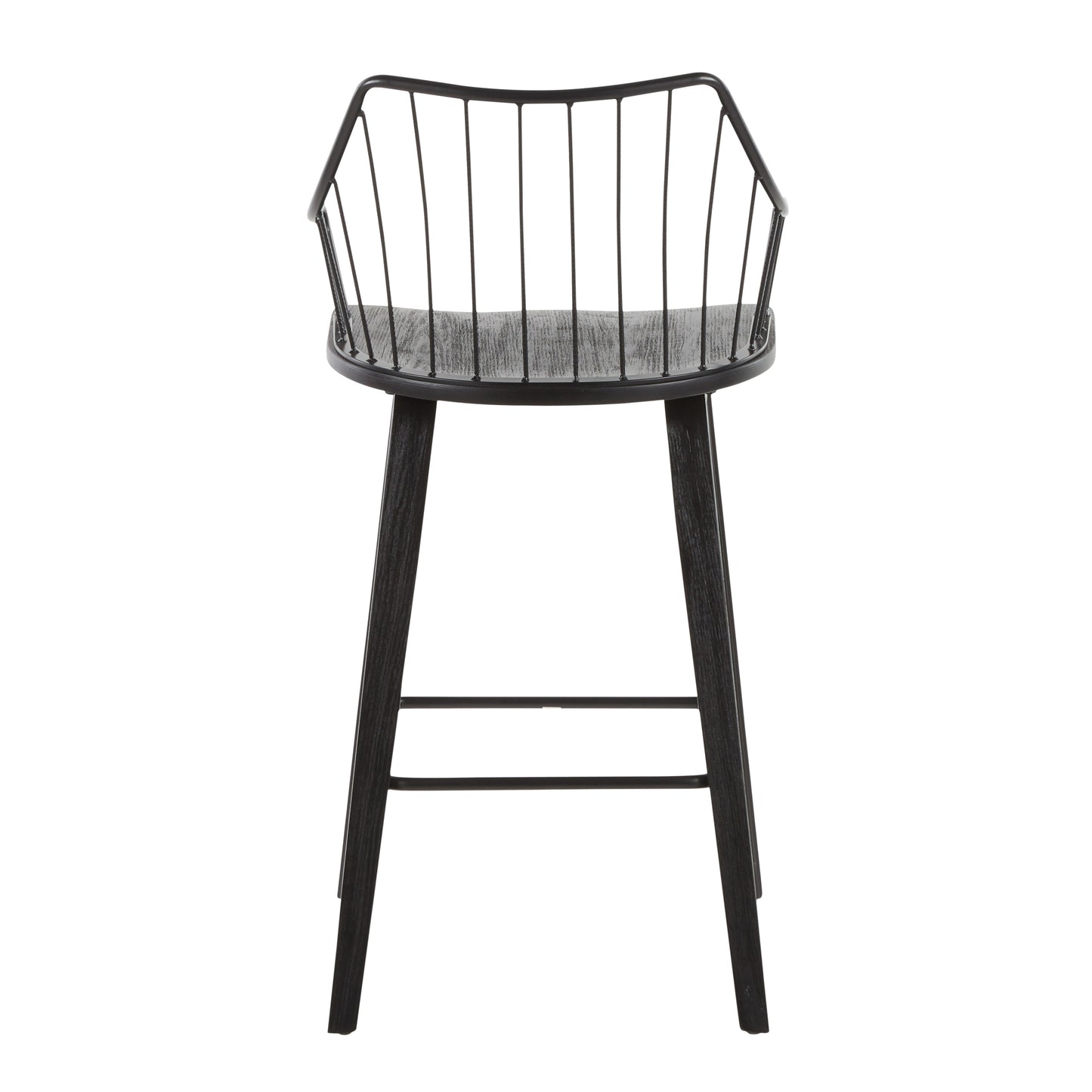 Winston Farmhouse Counter Stool in Black Wood and Black Metal by LumiSource