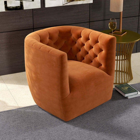 Delaney Burnt Orange Velvet Swivel Chair