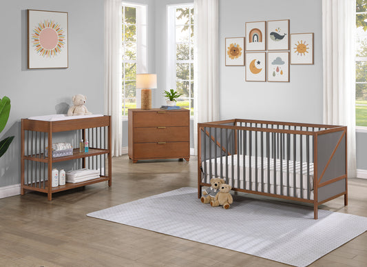 Pixie Zen 3-in-1 Crib in Walnut/Charcoal