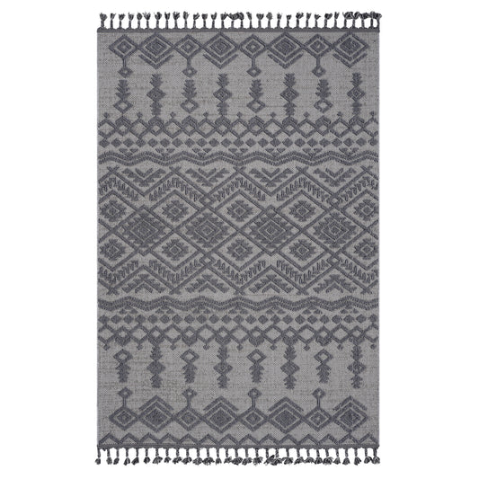 5X7 White/Gray /Traditional Indoor/Outdoor Area Rug