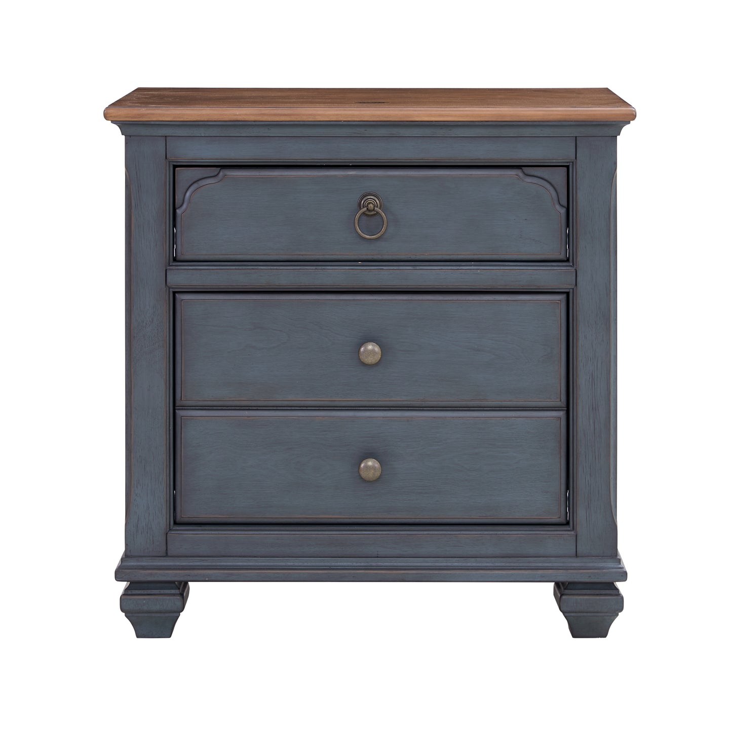 3-Drawer Nightstand, No Assembly Required, Corduroy Blue Finish