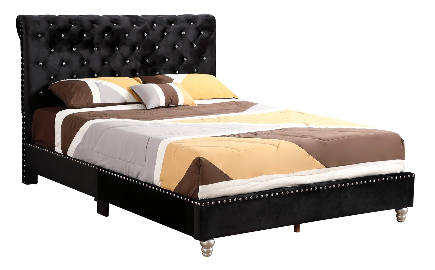 Stylish Black Transitional Upholstered Bed