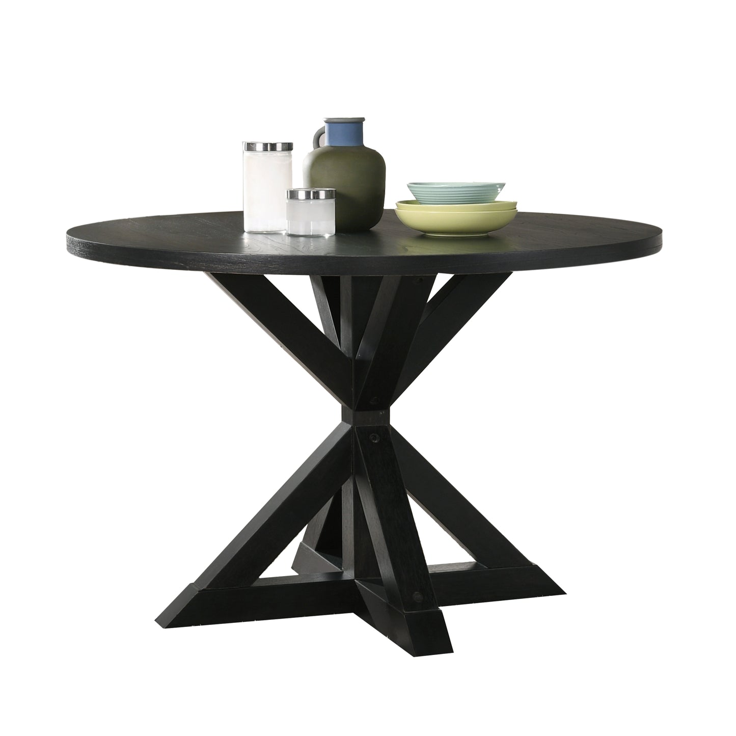 Windvale Cross-Buck Base Dining Table in Black