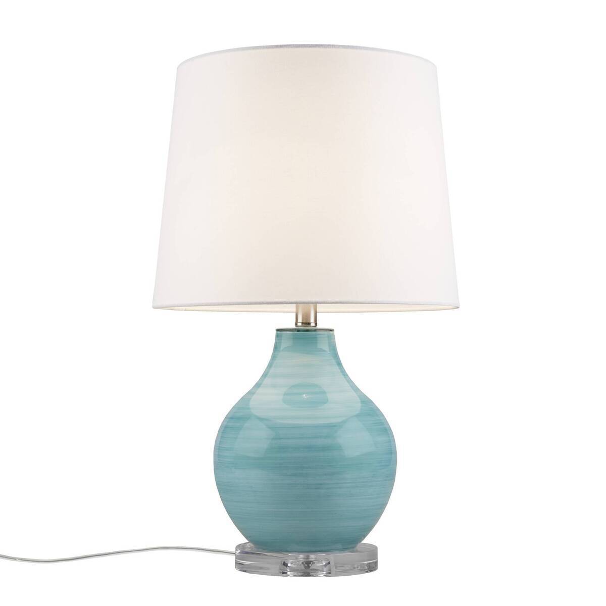 Blue Aqua Swirl Blown Glass Table Lamp