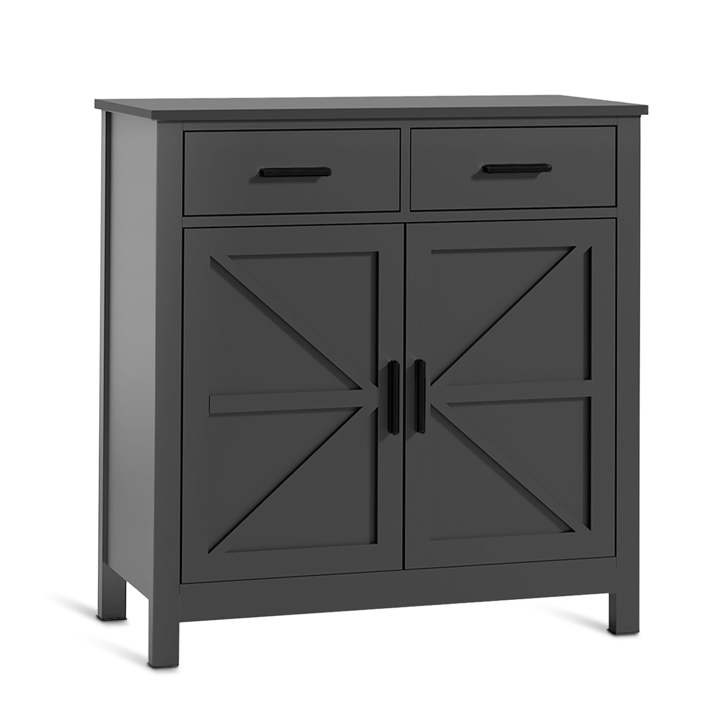 Kitchen Storage Cabinet, Modern Farmhouse Buffet Cabinet with Storage, Coffee Bar with 2 Drawers and 2 Doors, Floor Sideboard Buffet for Living Room, Dining Room, Bathroom, (Black)