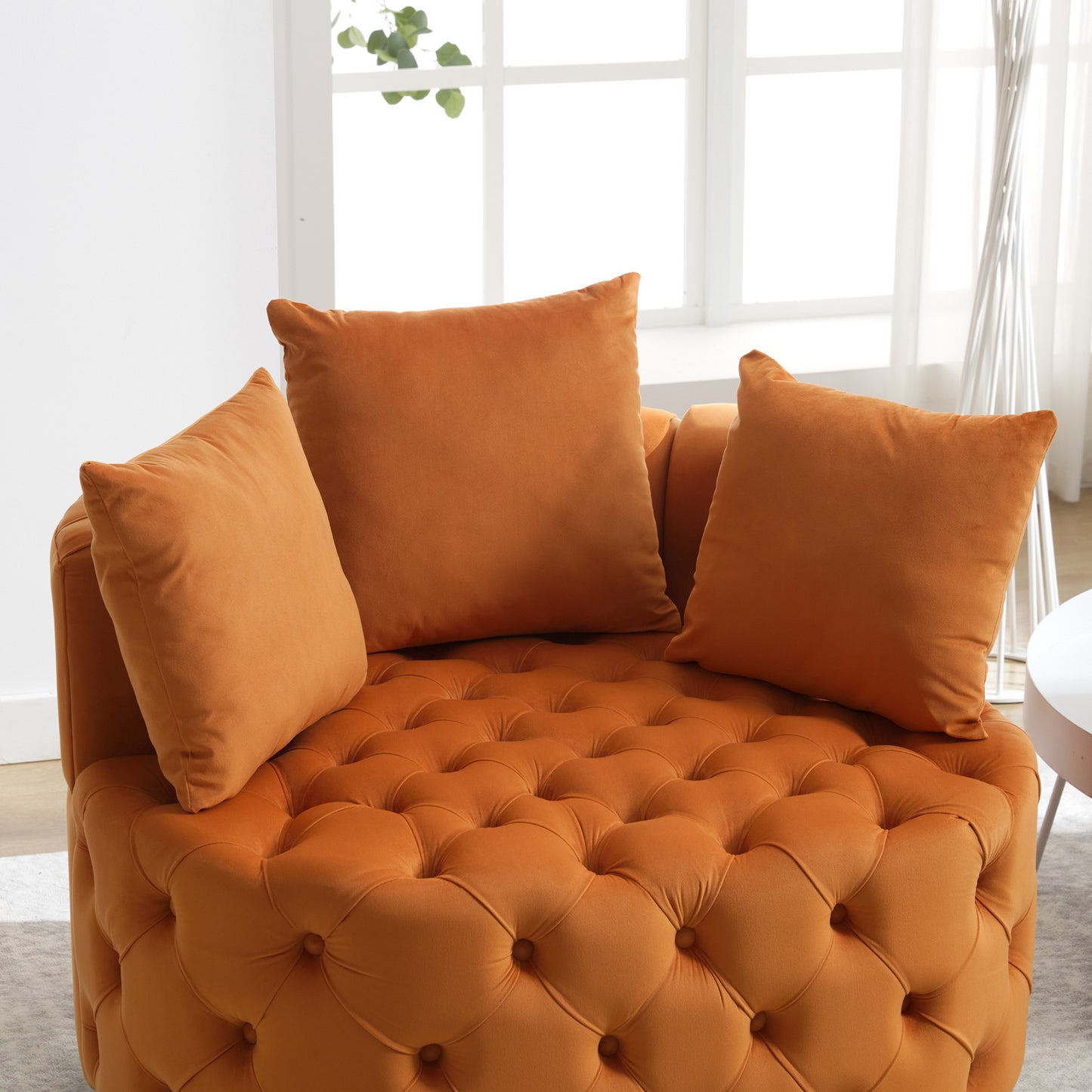 A&A Furniture,Width 40.6 inches  Accent Chair / Classical Barrel Chair for living room / Modern Leisure Sofa Chair (Orange)