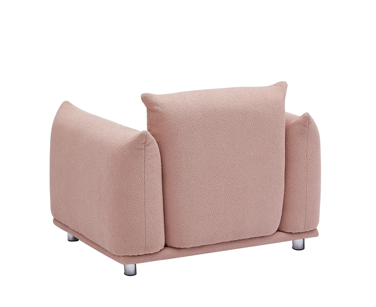 3+1 Oversized Loveseat Sofa for Living Room, Sherpa Sofa with Metal Legs, 3 Seater Sofa, Solid Wood Frame Couch with 2 Pillows, for Apartment Office Living Room Pink