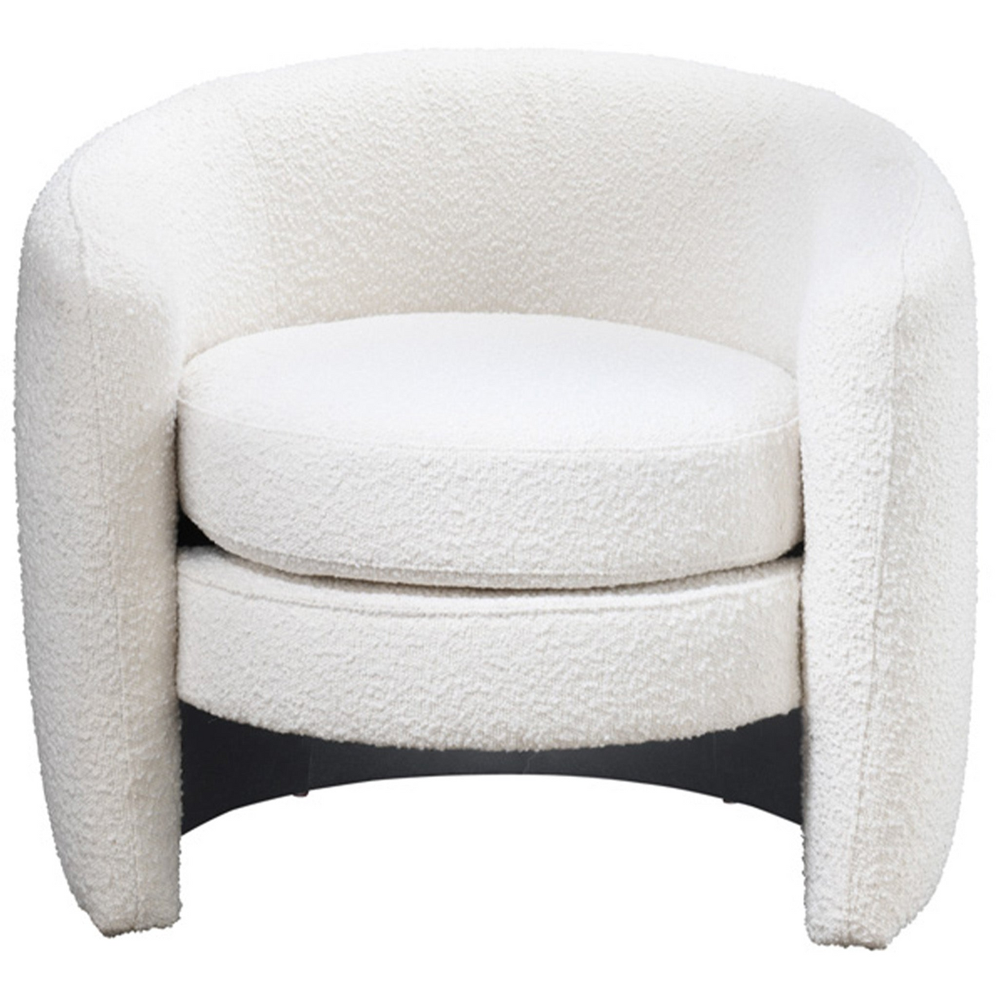 Avalon Mid-Century Modern White Boucle Lounge Chair with Round Arms 28'H x 31.5'W x 30'D