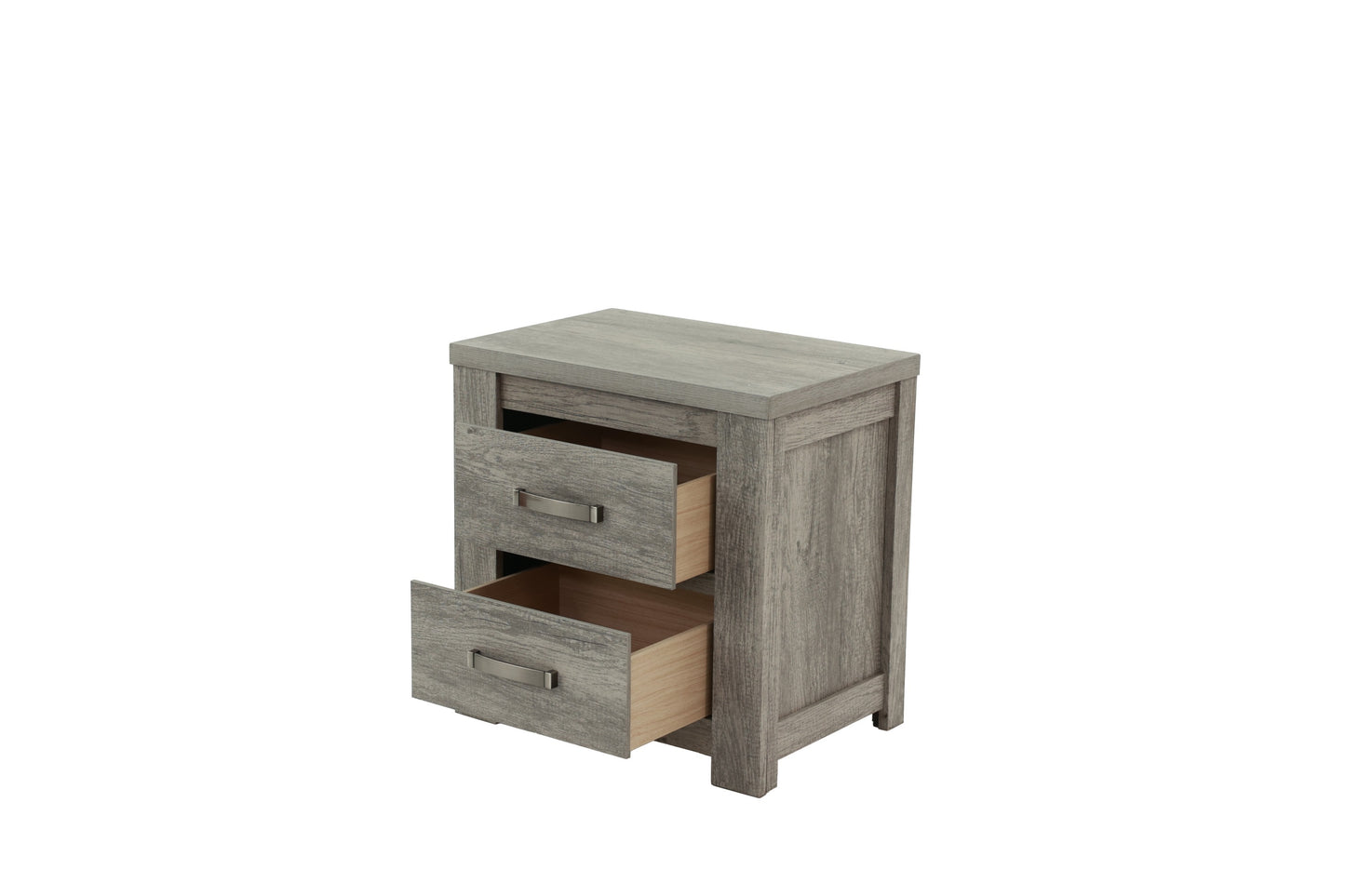 Bedroom Furniture Rustic Light Grey Simple 1pc Nightstand 2-Drawers Bed Side Table Solidwood