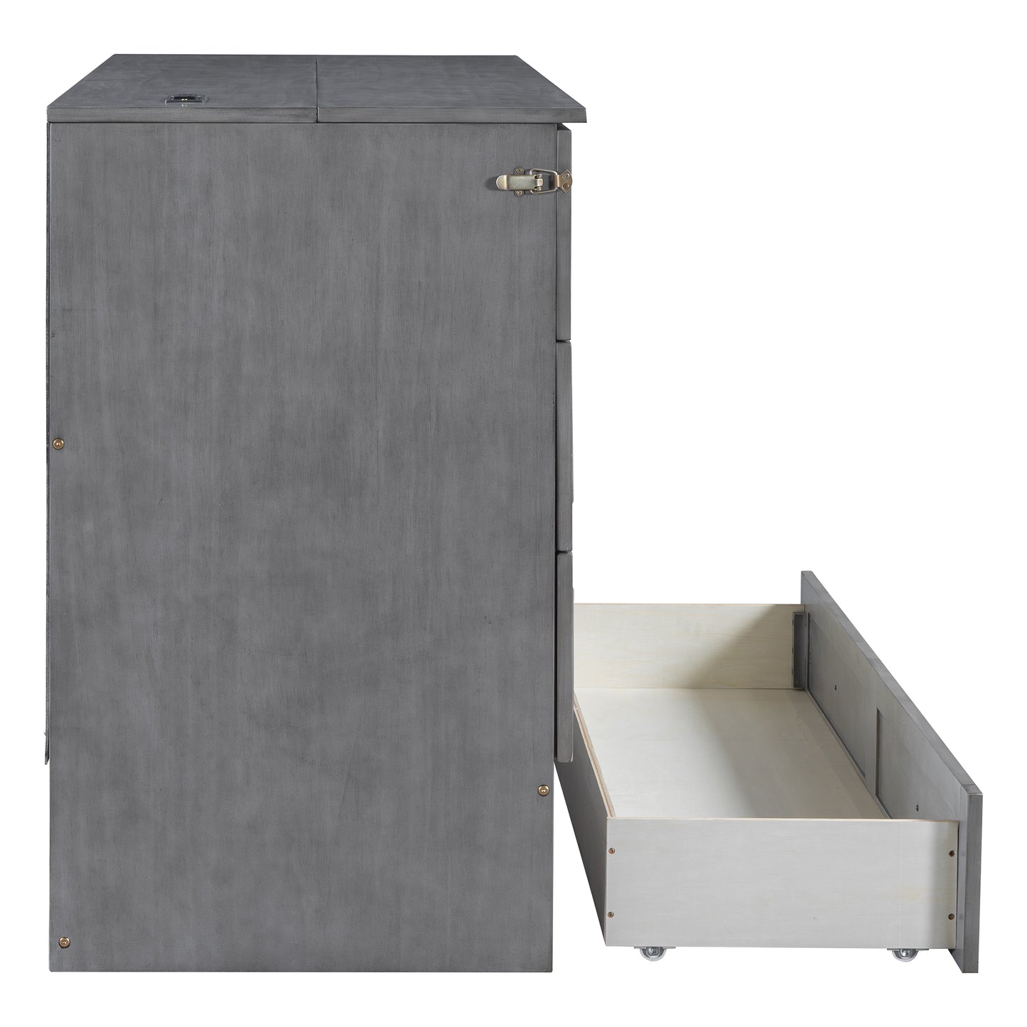 Queen Murphy Bed with Large Drawers,Gray