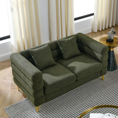 3-seater + 2-seater Combination sofa.Green teddy