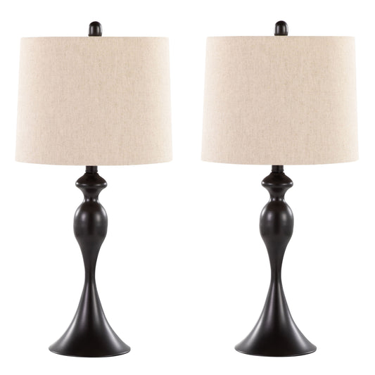 Ashland 27" Contemporary Metal Table Lamp in Oil Rubbed Bronze with Oatmeal Linen Shade from Grandview Gallery by LumiSource - Set of 2