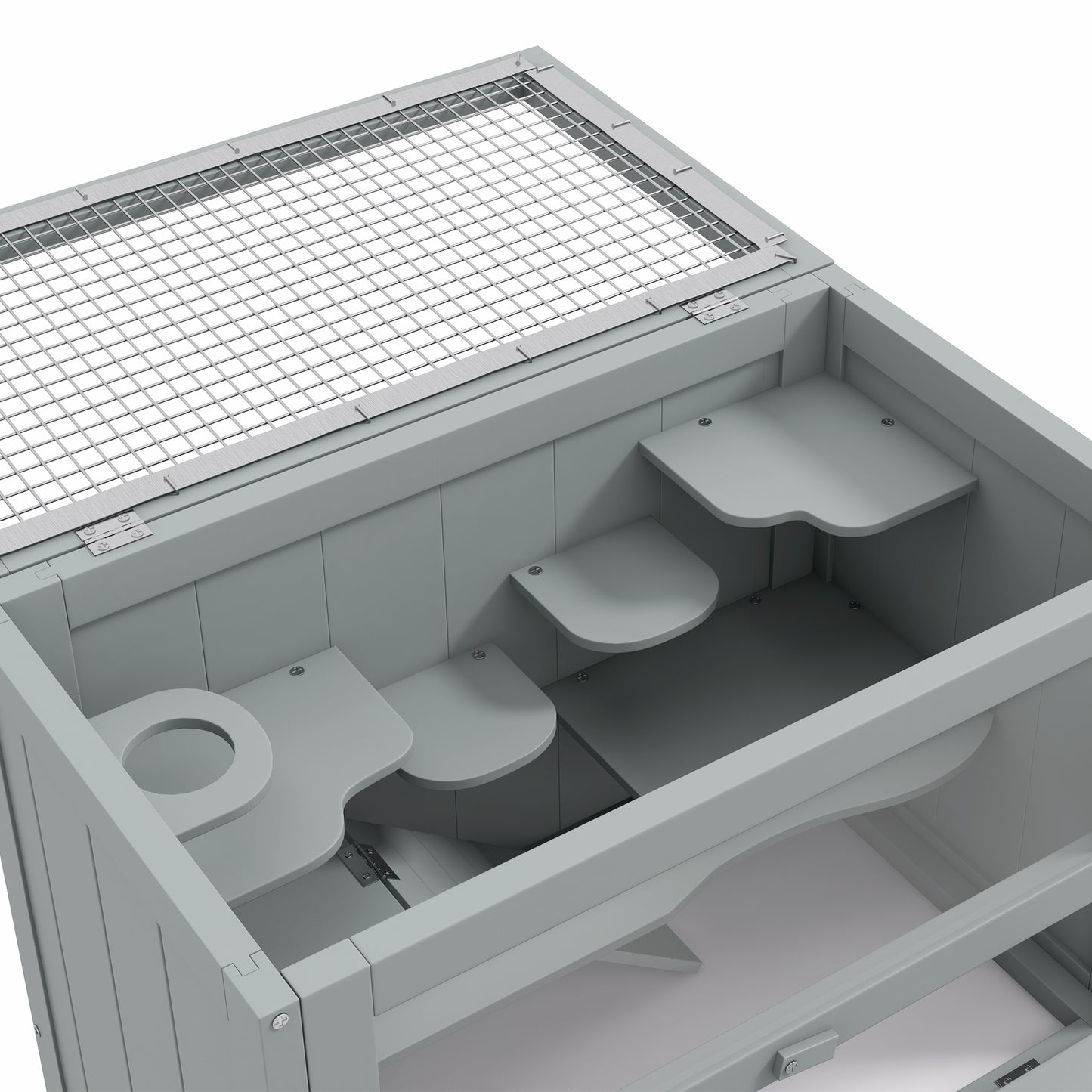 PawHut 2-Level Hamster Cage Mice and Rat House, Small Animal Habitat for Guinea Pigs, Chinchillas with Openable Top, Front Door, Shelf and Ladder, Gray