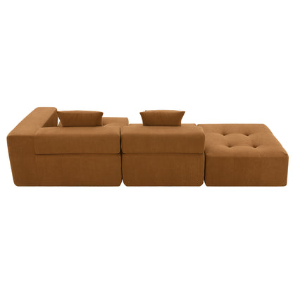 105.5''L Shaped Modular Sectional Sofa,Minimalist Corduroy Floor Couch Set,Convertible Foam-Filled Cloud Compressed Couch for Living Room,3 PC Free Combination,No Assembly Required,3 Colors