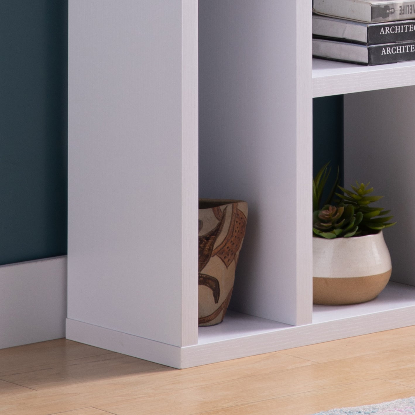 Contemporary Bookcase with Nine Shelves - White