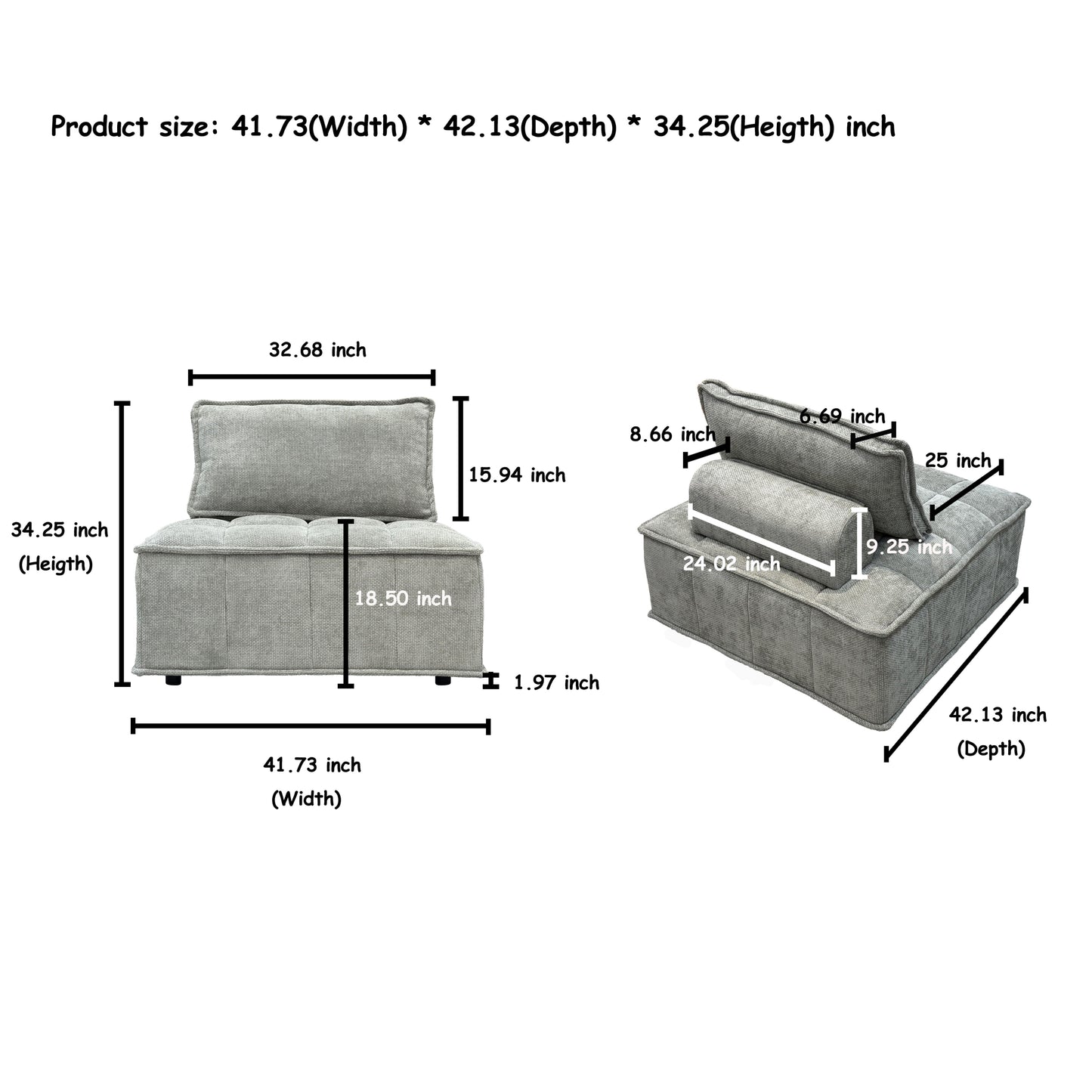 Modular 4-Piece Sofa with Adjustable and Removable Backrests for Ultimate Comfort Oversized sofa chenille light grey sofa