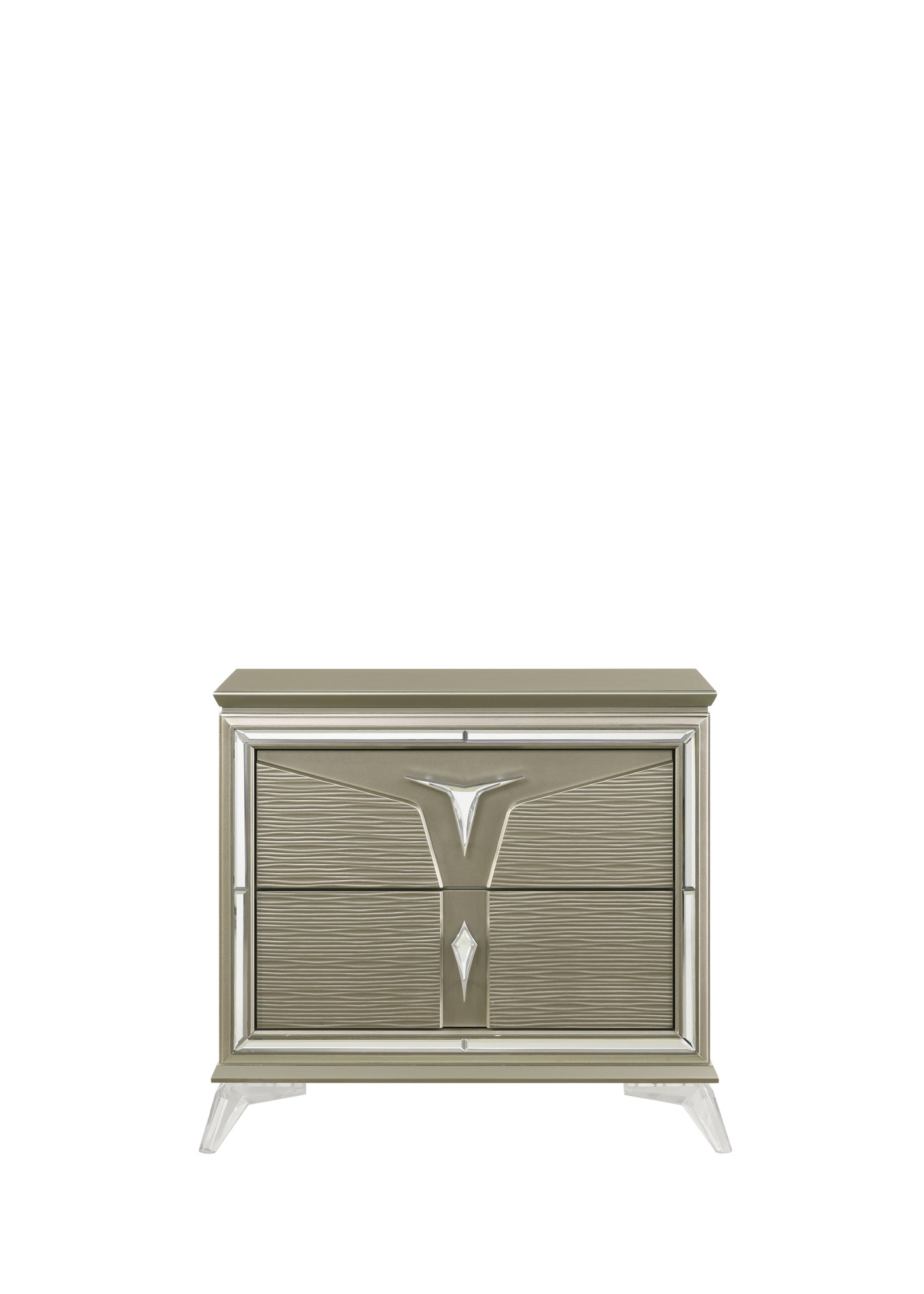 Modern Style 2-Drawer Nightstand Made with Wood & Mirrored Accents