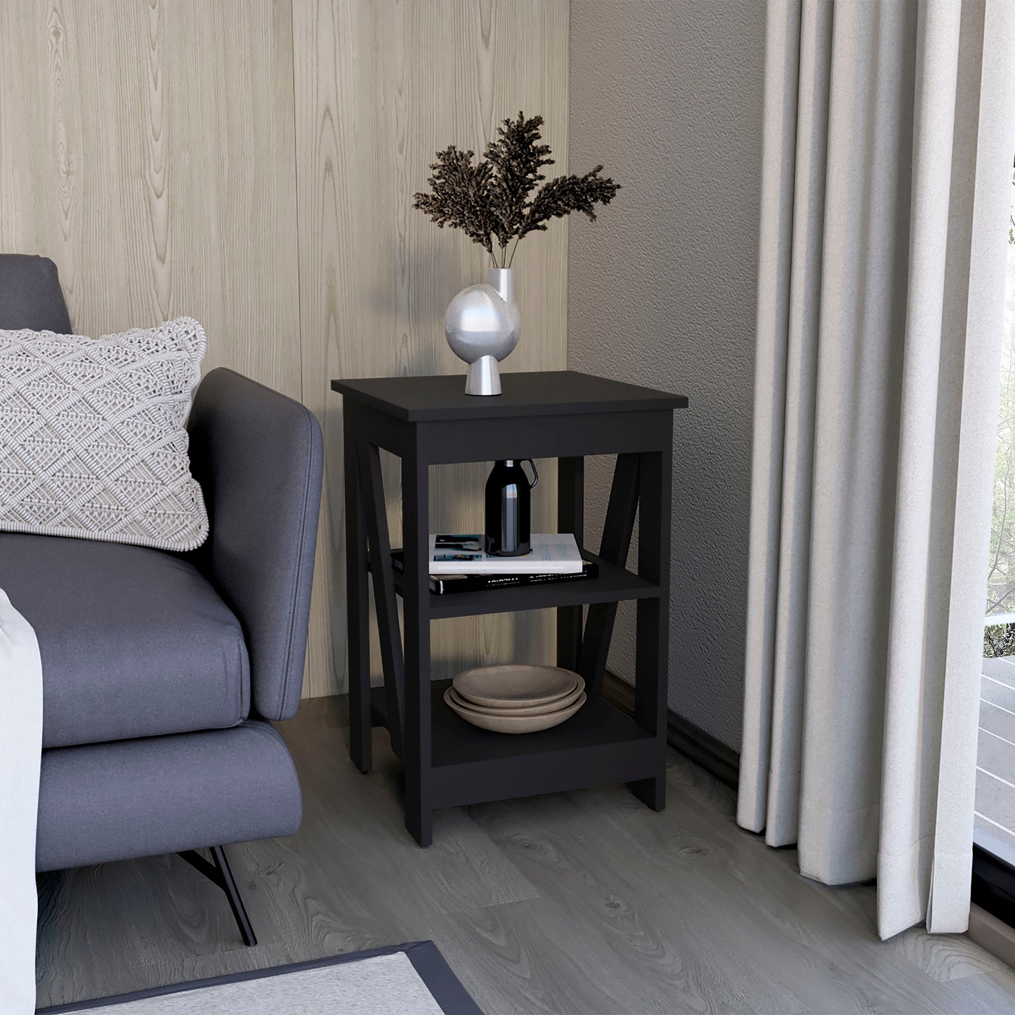 Taylor End Table, Side Table, Nightstand, 3-Tier Storage Shelf, Sofa Table for Small Space