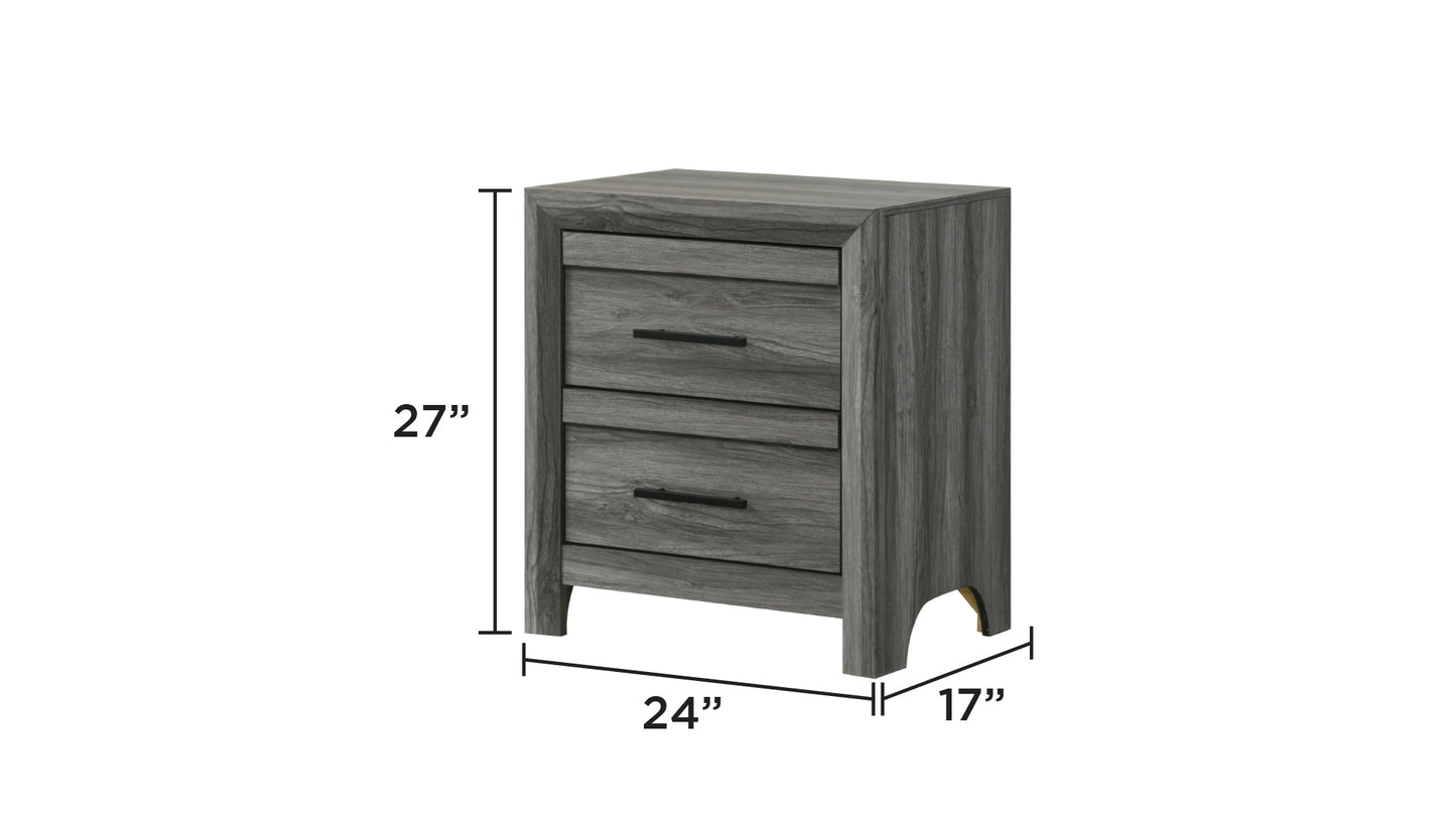 Denver Modern Style 2-Drawer Night stand Made with Wood in Gray