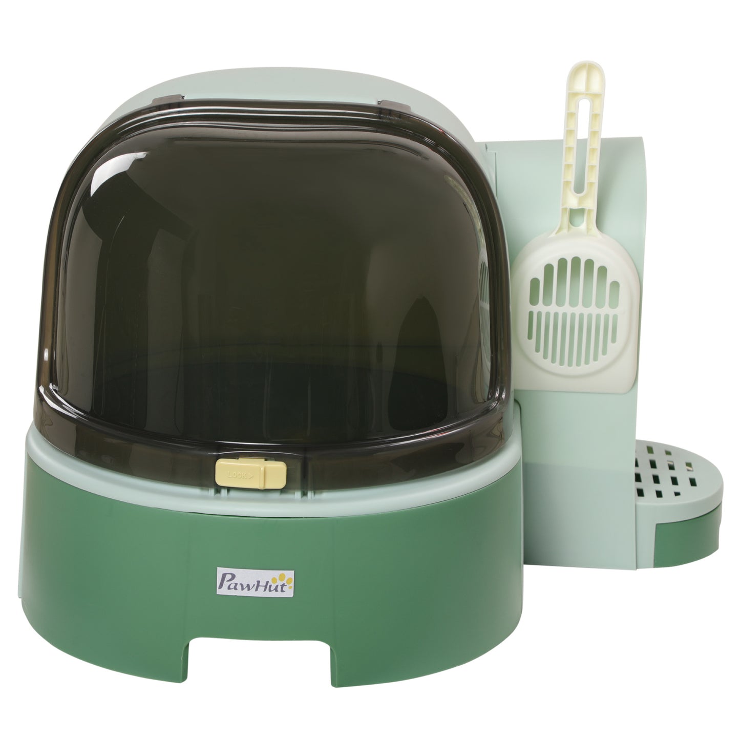 PawHut Cat Litter Box with Lid, Covered Litter Box, Easy to Clean & Open Including Openable Front Cover, Litter Scoop, Green