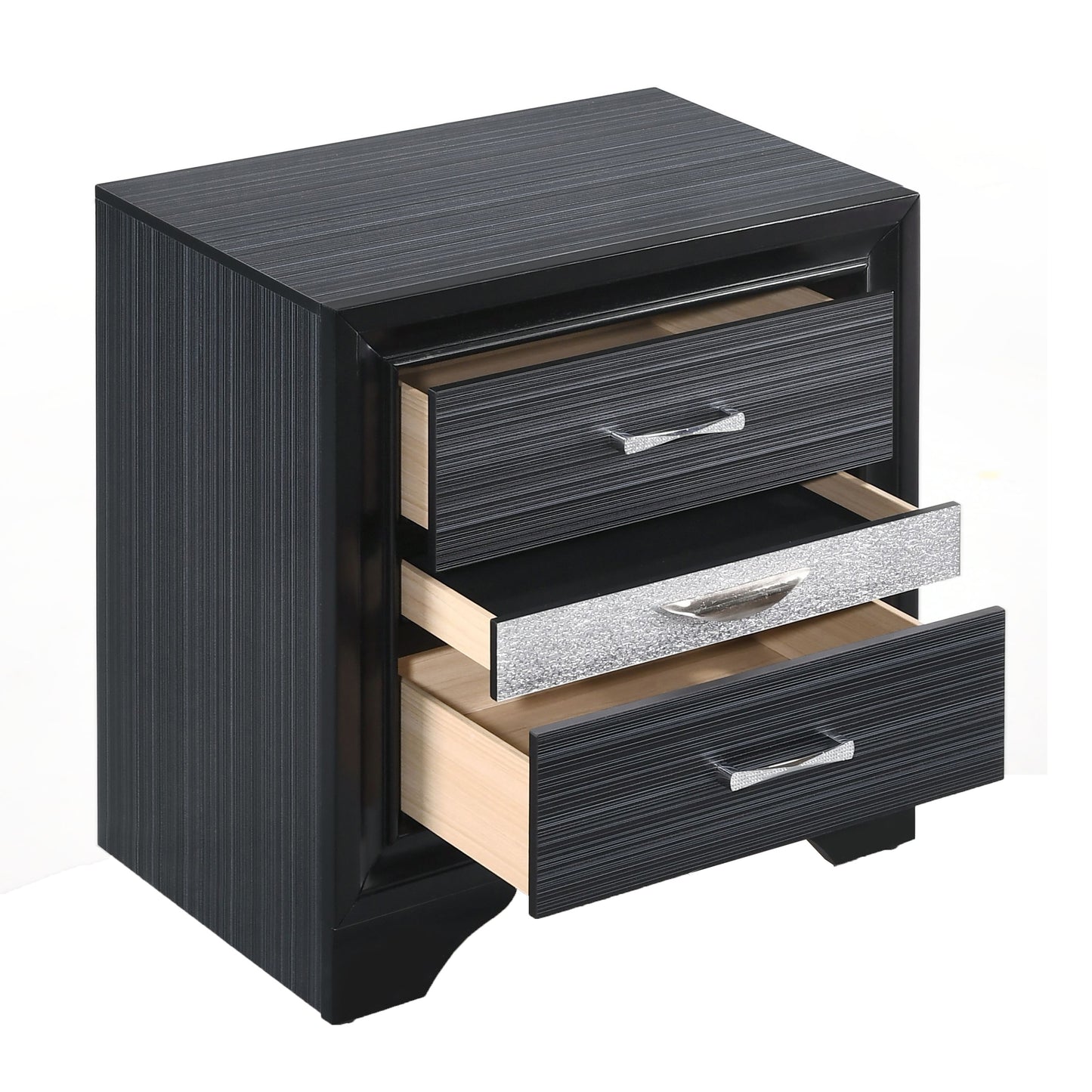 Black 3-drawer Nightstand