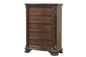 Traditional Style 5-Drawer Chest With metal drawer pulls Made with Wood in Walnut