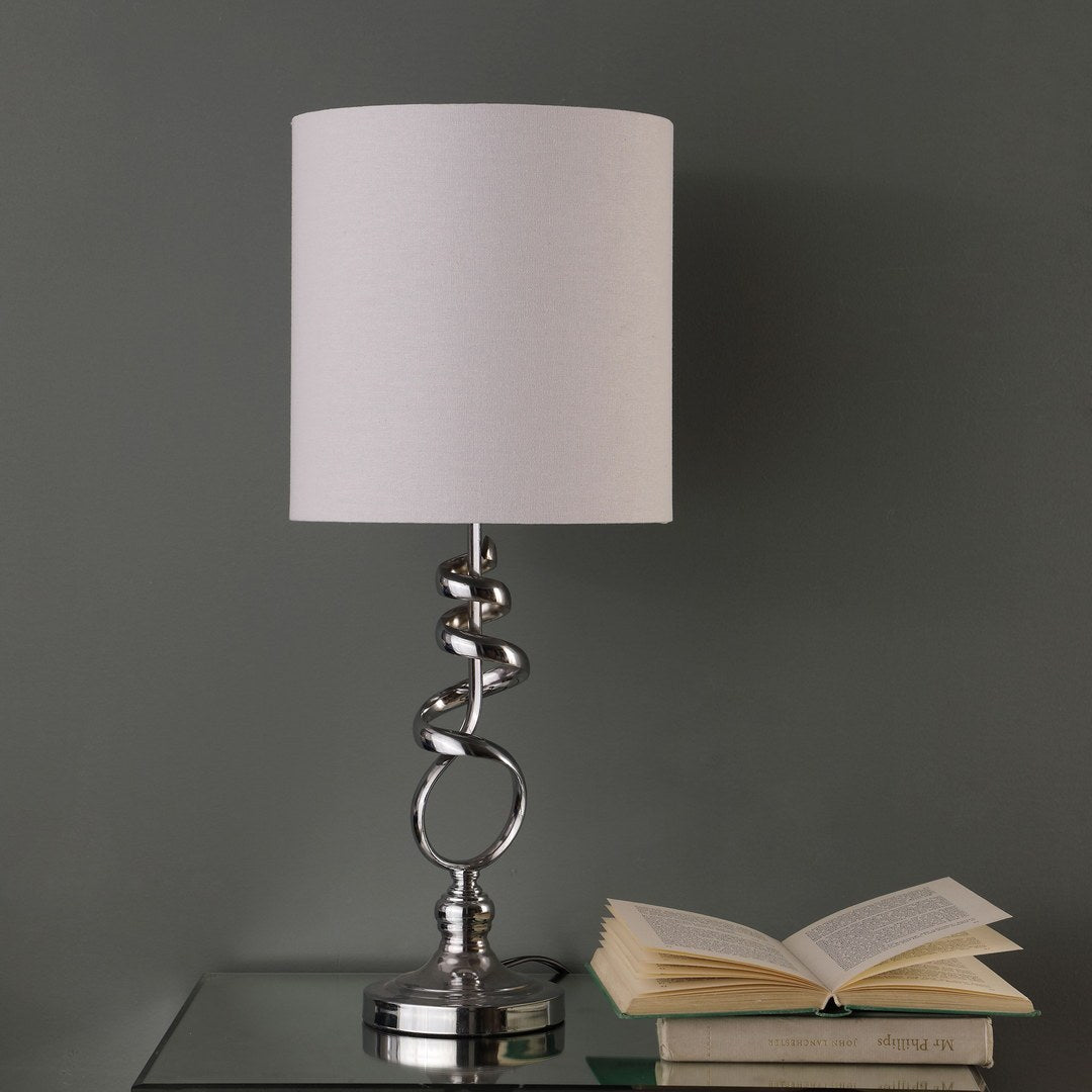 21.5-Inch Milo Abstract Brushed Silver Metal Table Lamp