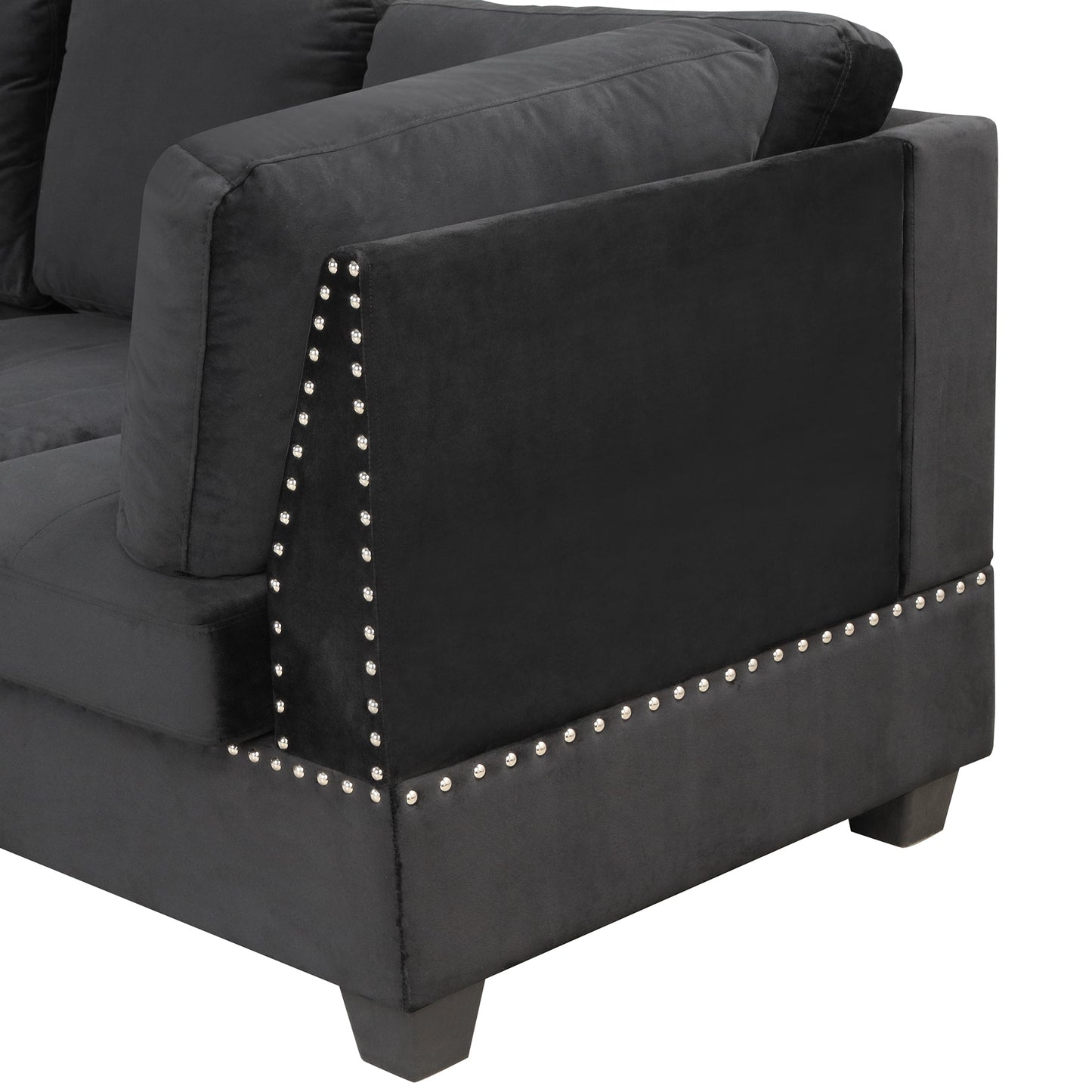 104.5" Reversible Sectional Sofa Space Saving with Storage Ottoman Rivet Ornament L-
shape Couch for Small or Large Space Dorm Apartment,Black(Old:SG000406AAA)