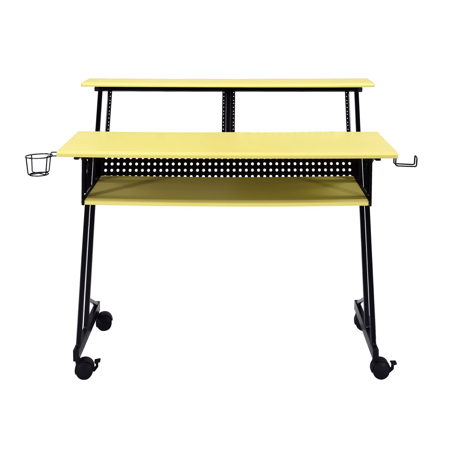 Yellow and Black Music Studio Desk with Keyboard Tray