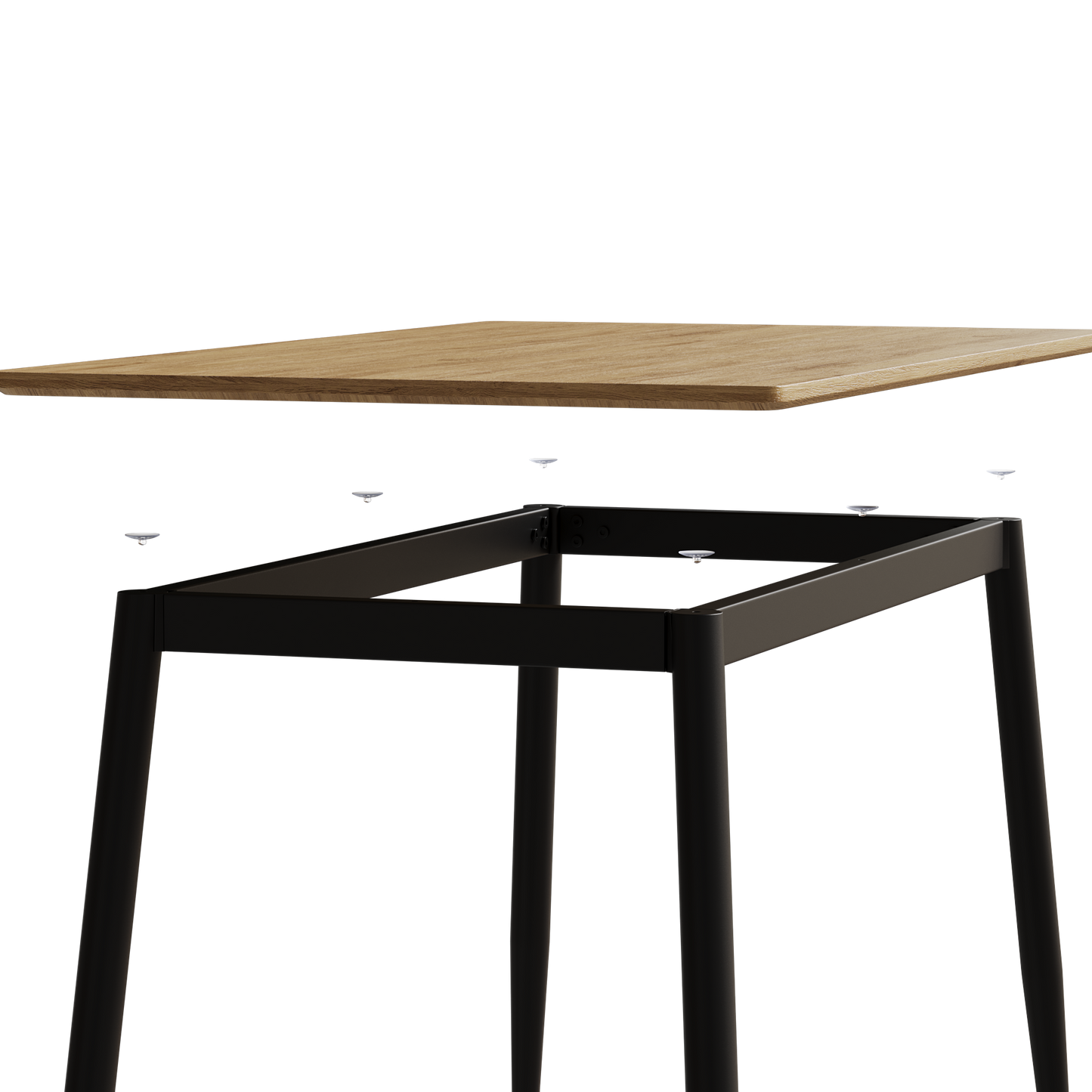 Modern minimalist wood grain tabletop dining table, stylish dining table, kitchen dining table, sturdy and durable, easy to assemble, black metal leg design, suitable for 4-6 people, suitable for home