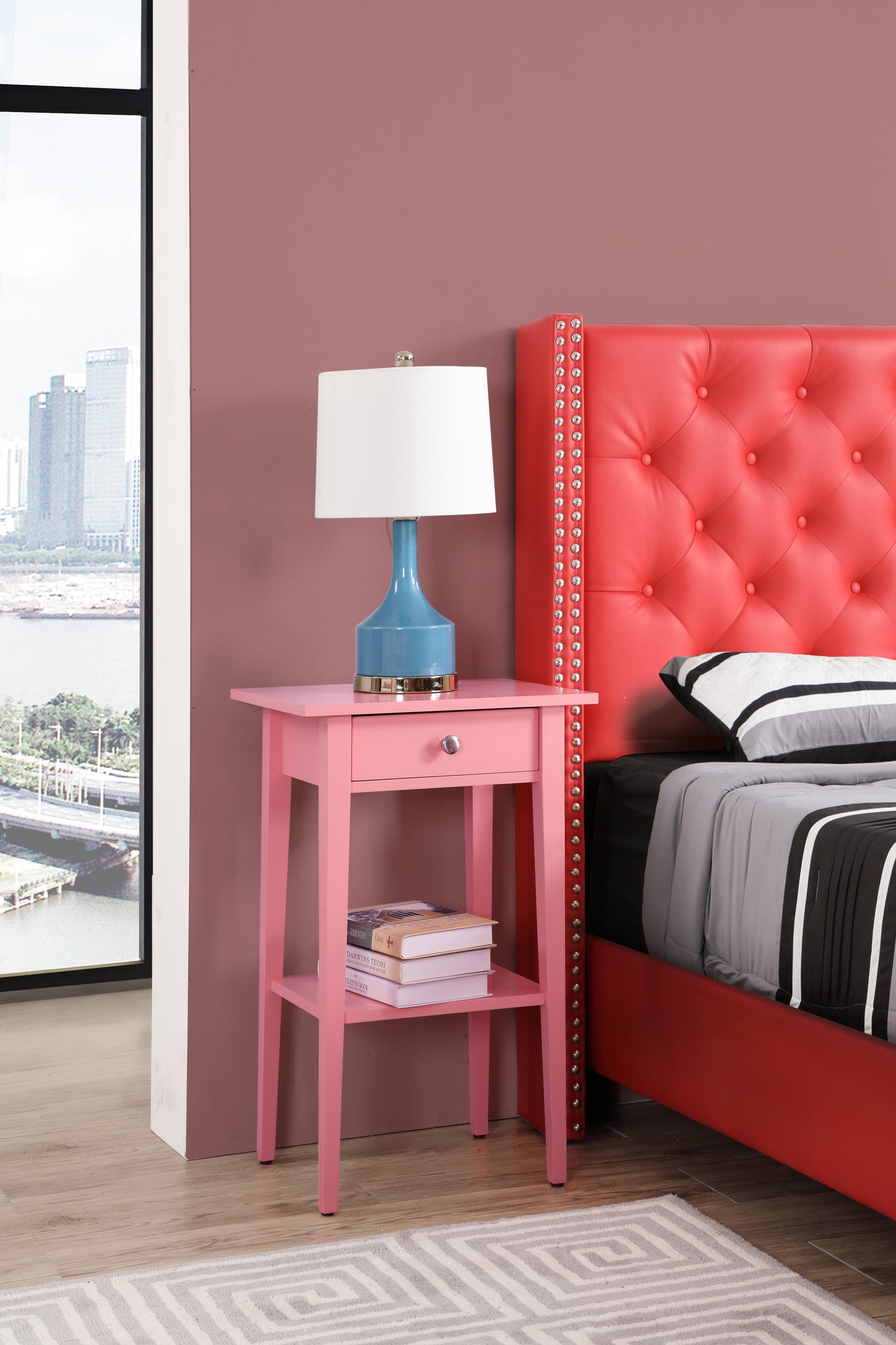 Charming Pink Contemporary Nightstand