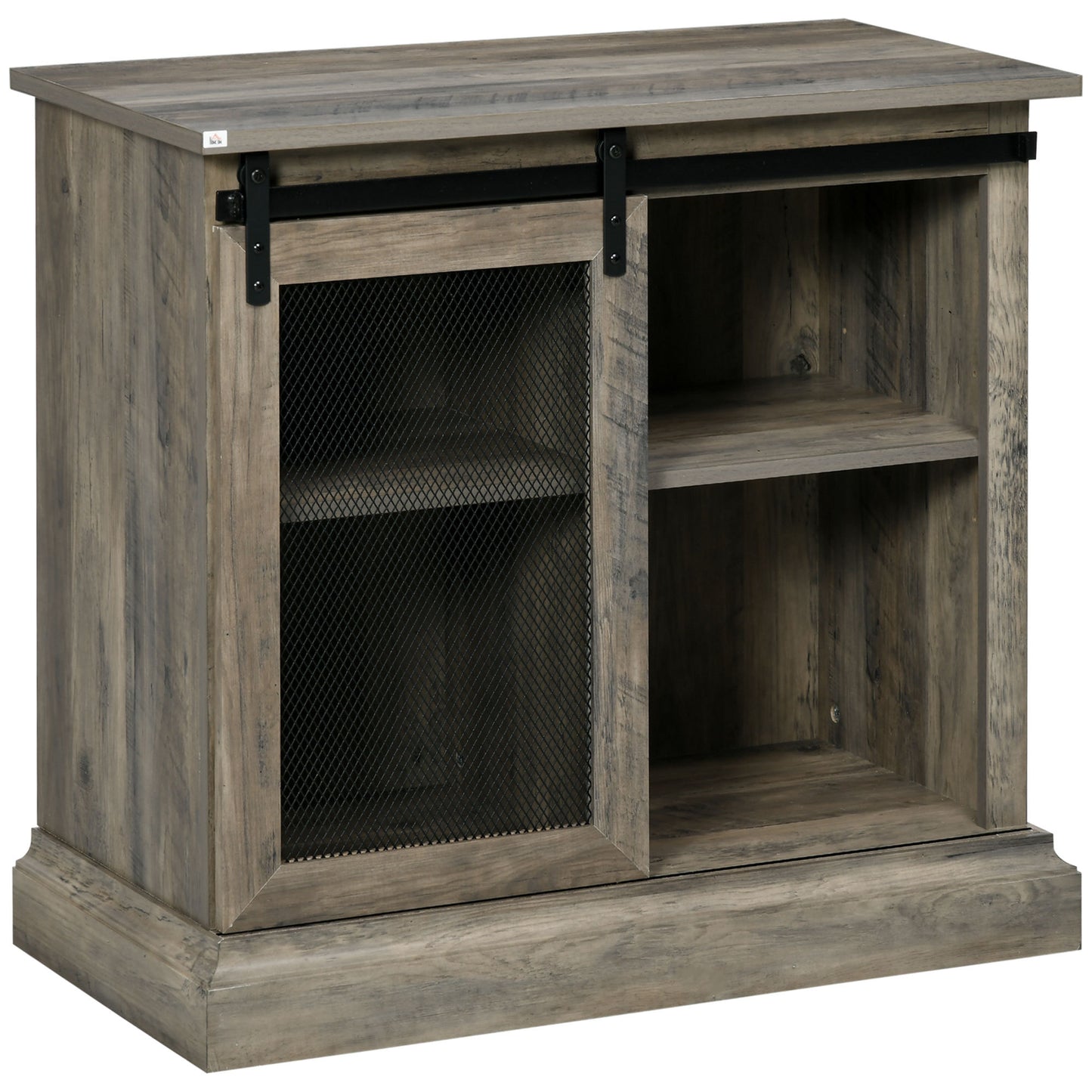 HOMCOM Farmhouse Kitchen Sideboard, Buffet Cabinet with Sliding Barn Door and Adjustable Shelves for Living Room, Natural