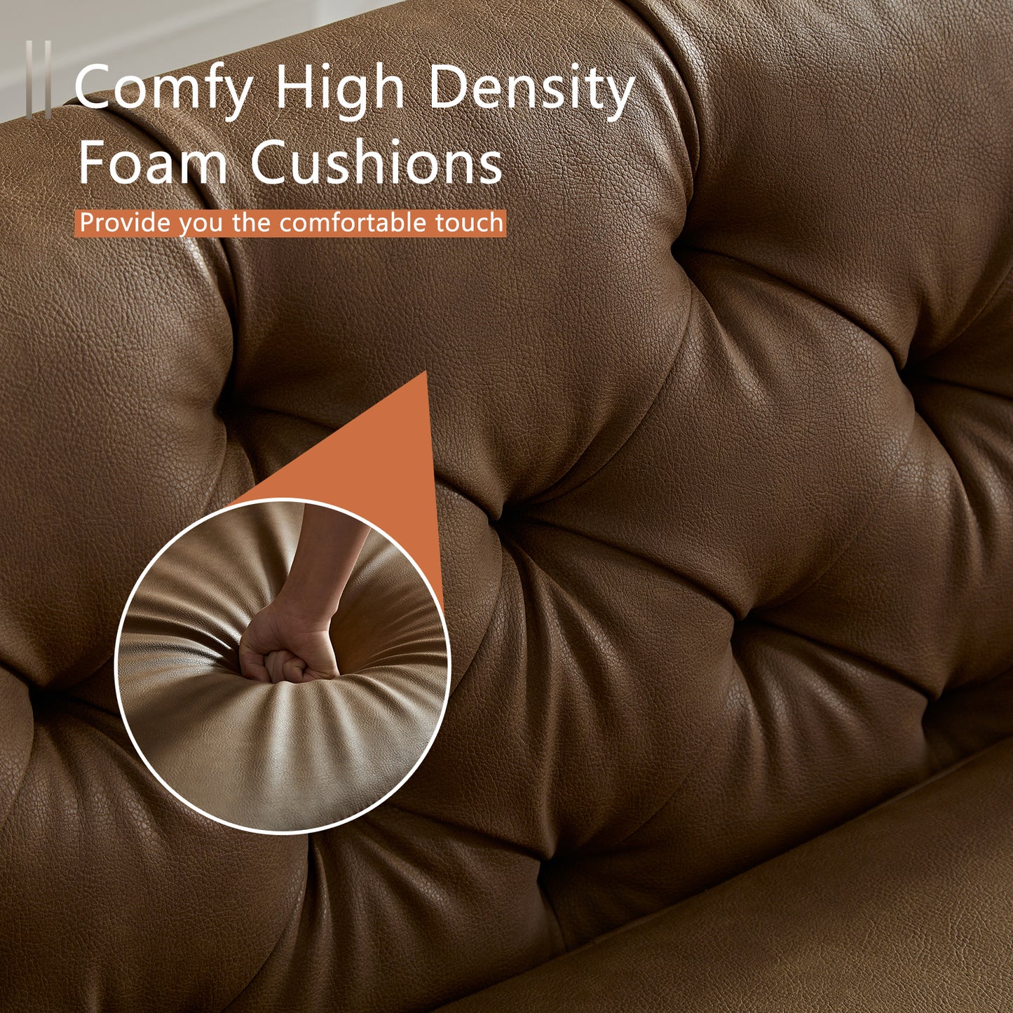 WKS5B brown leather sofa with iron feet, retro design