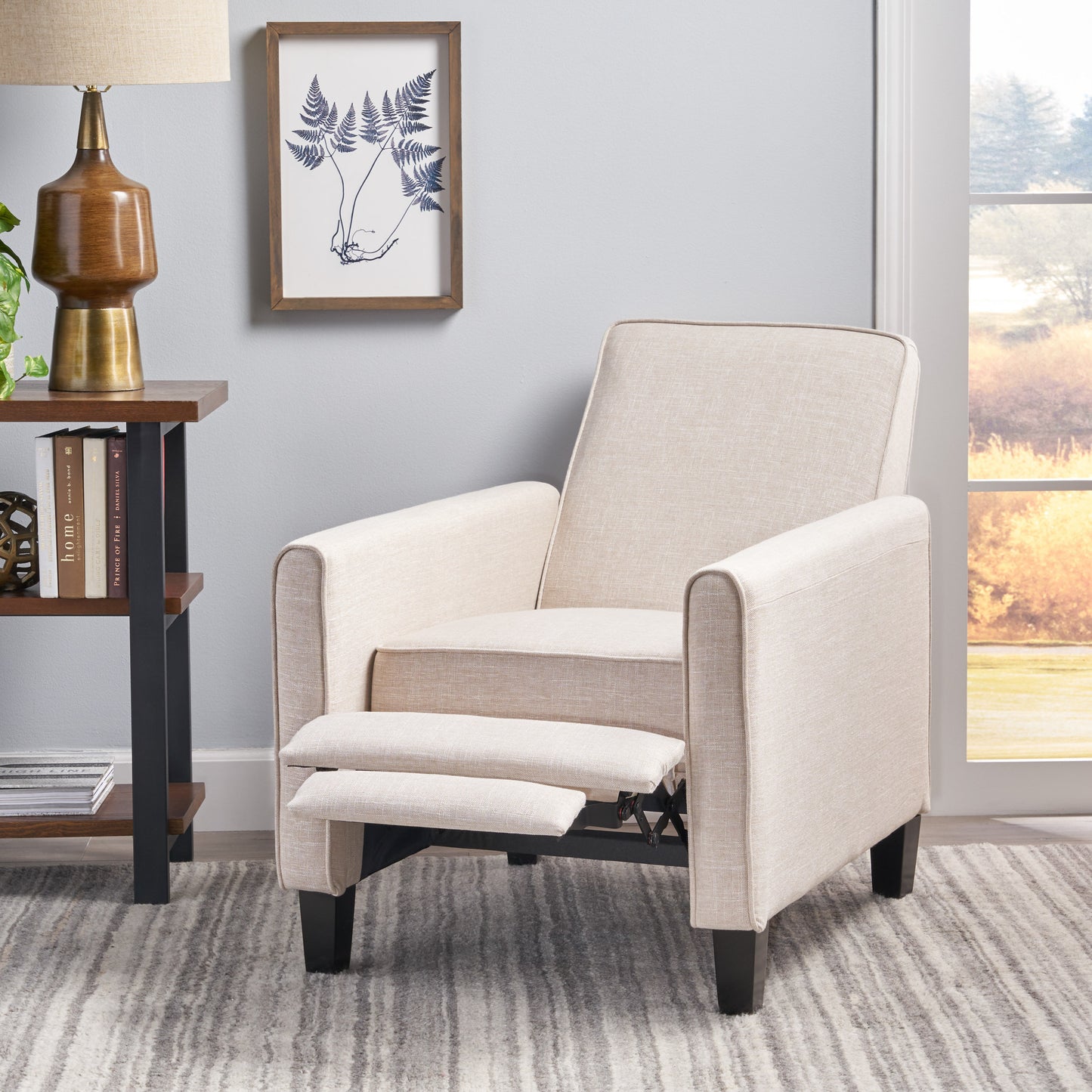 Light Beige Linen Push Back Chair for Elegant Home Décor