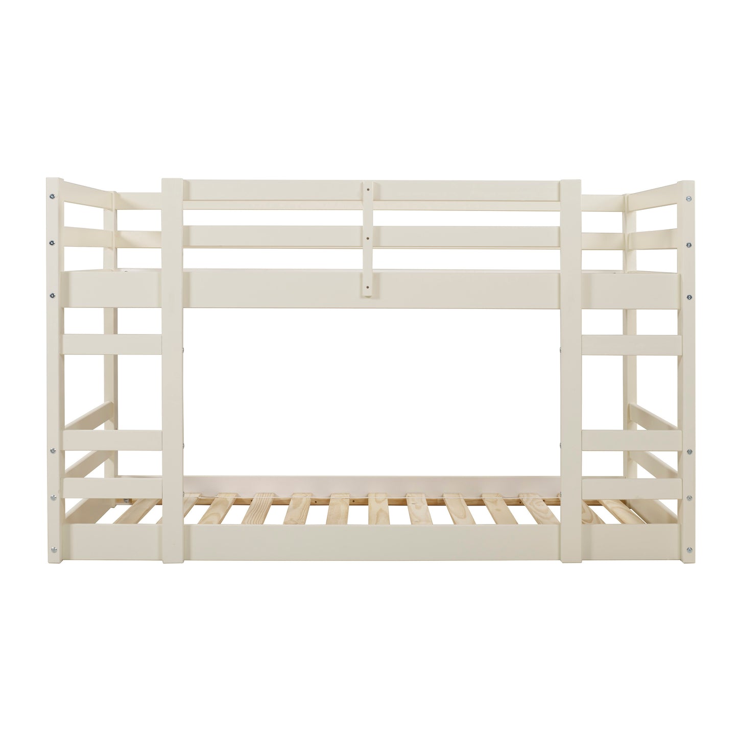 Classic Solid Wood Stackable Twin over Twin Bunk Bed Frame - White