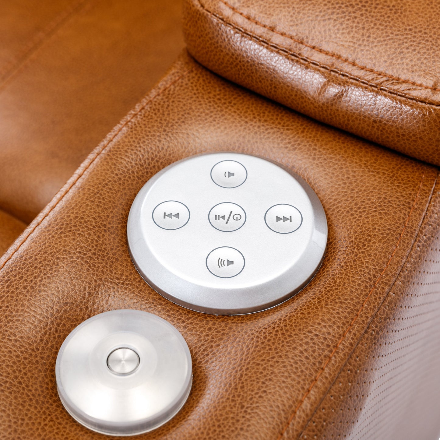 Power Motion Recliner Electric Power Recliner with USB Charging Port, Hidden Arm Storage, Convenient Cup Holder and Bluetooth Speaker,  Light  Brown(Old Sku:SG000800AAS)