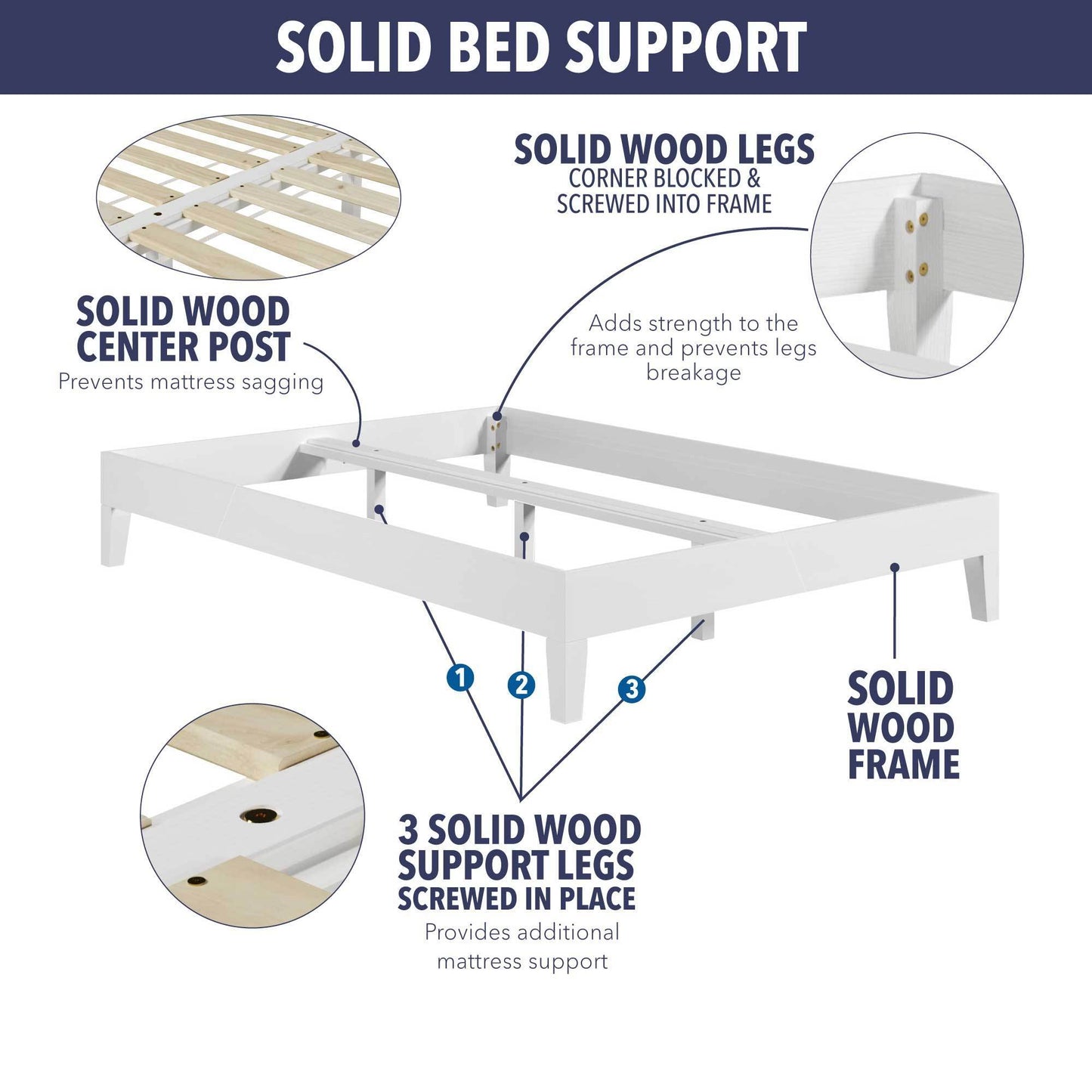 Nix - Queen Platform Bed - White