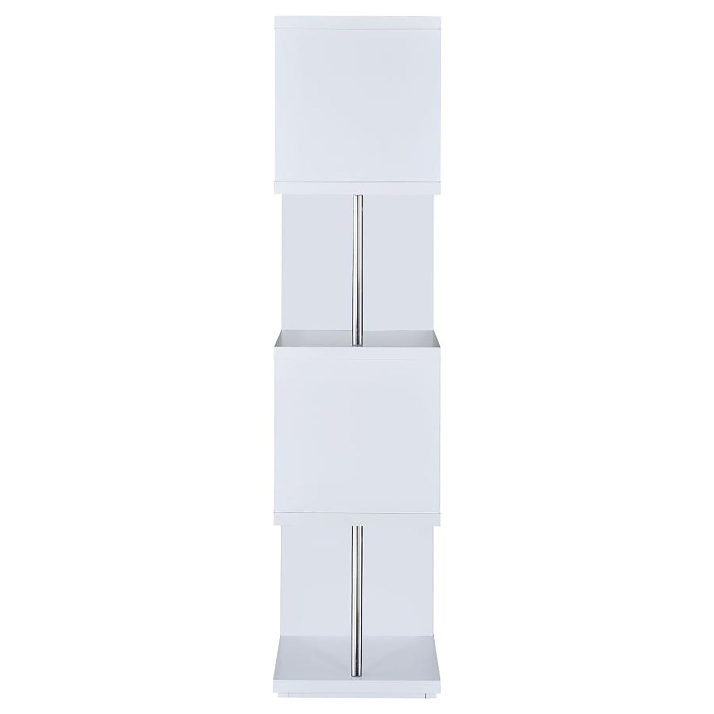 White and Chrome 4-tier Bookcase