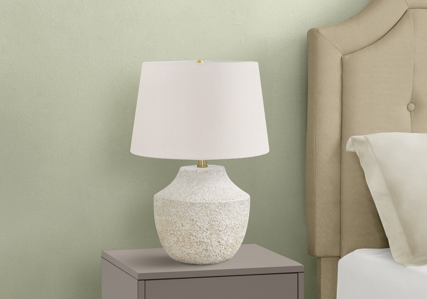 Lighting, 20"h, Table Lamp, Cream Concrete, Ivory / Cream Shade, Modern