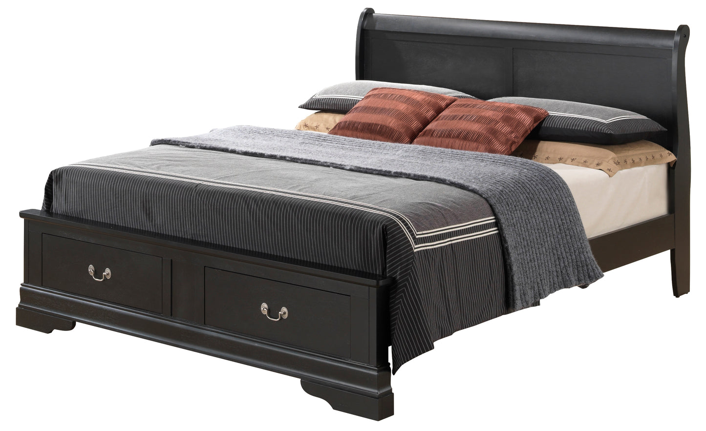 Elegant Black Full Storage Bed