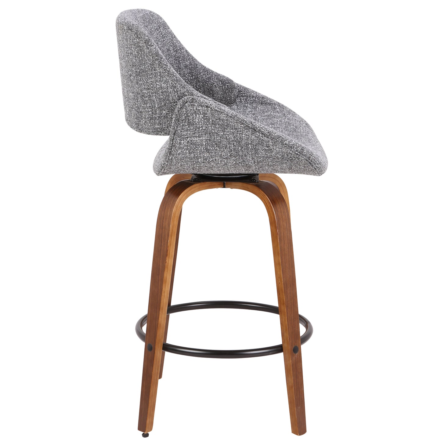 Fabrico Mid-Century Modern Counter Stool in Walnut and Grey Noise Fabric by LumiSource