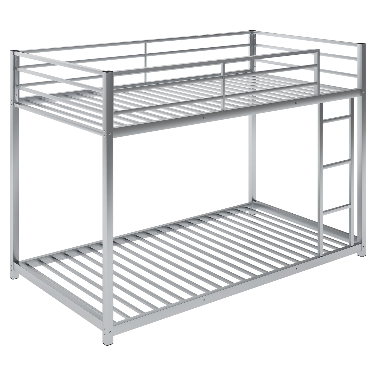 Twin over Twin Metal Bunk Bed, Low Bunk Bed with Ladder,Silver(OLD SKU:WF282465AAN)