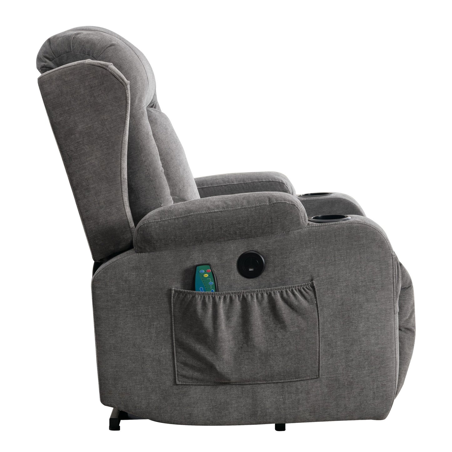 Power Lift Recliner Chair Recliners for Elderly with Heat and Massage Recliner Chair for Living Room with Infinite Position and Side Pocket,USB Charge Port(GREY)