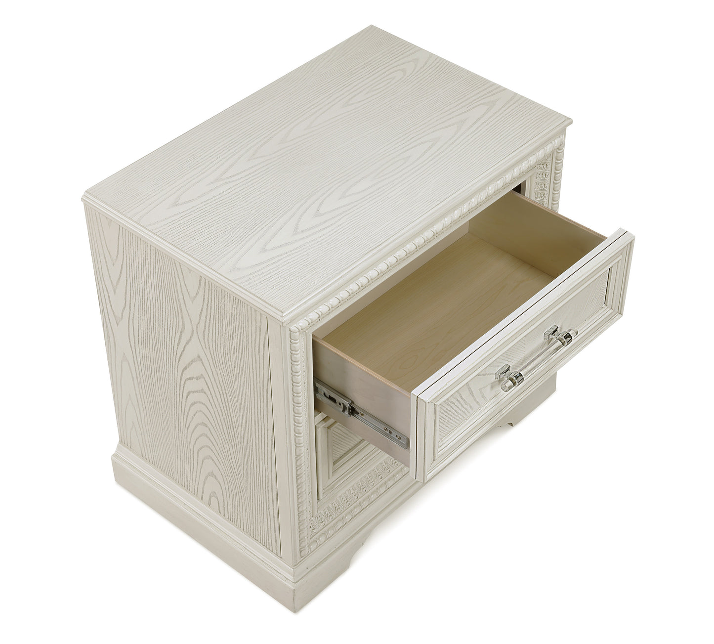 Beautiful Transitional Style 1pc 2-Drawer Nightstand White Cream Finish Wooden Home Bedroom Furniture