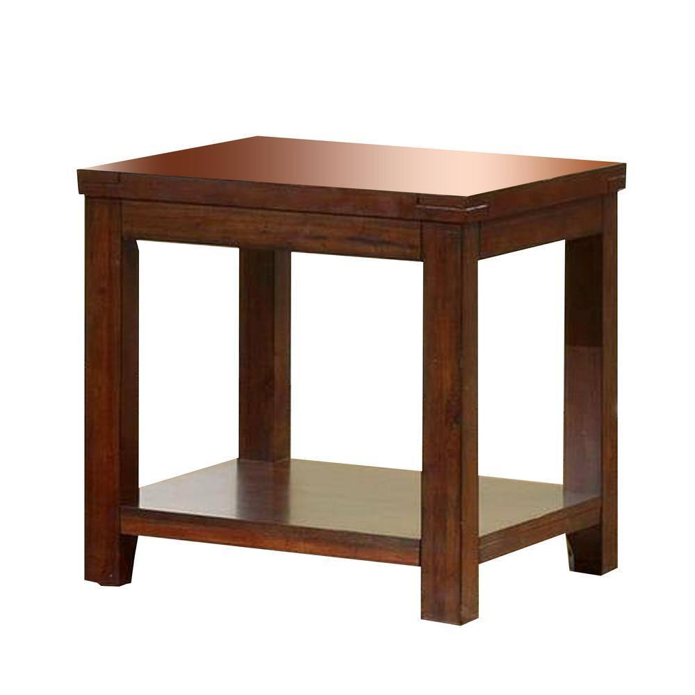 End Table Dark Cherry Open Shelf Natural Wood Grain Design 1pc Table Living Room Furniture