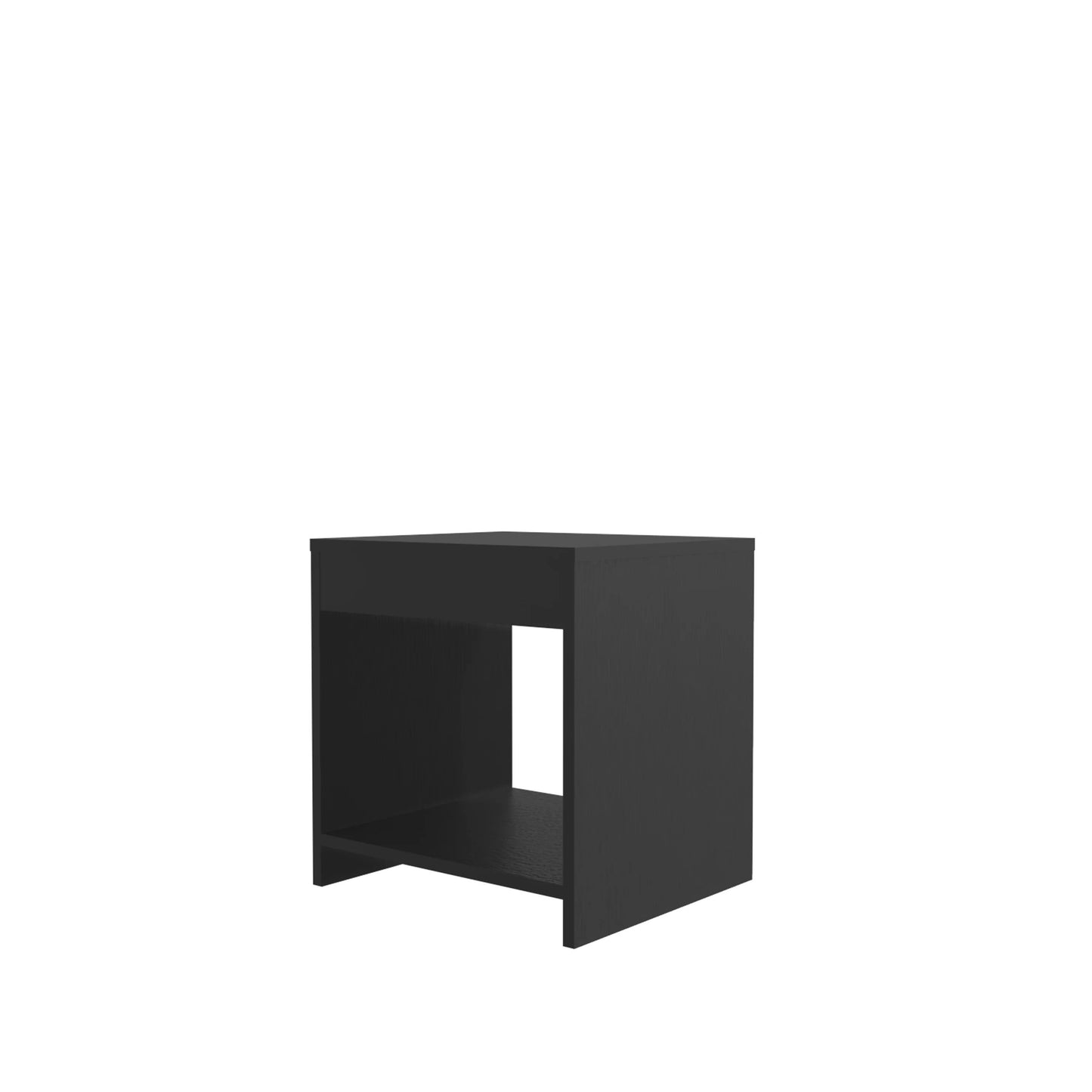 Black Nightstand with Open Storage